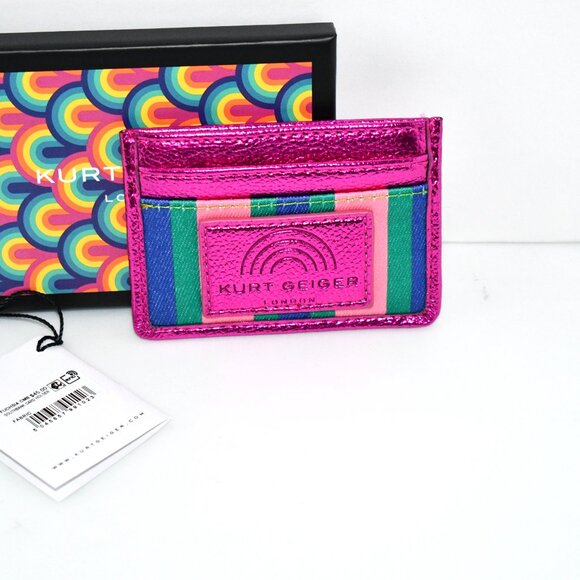 Kurt Geiger London Southbank Metallic Card Holder Wallet in Pink #2754558609 NWT - Picture 2 of 5